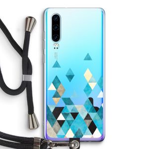 Gekleurde driehoekjes blauw: Huawei P30 Transparant Hoesje met koord