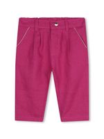 Chloé Kids pantalon en lin à logo brodé - Rose