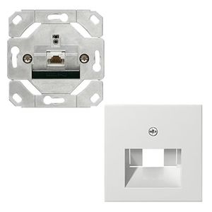 Gira Standaard 55 netwerkaansluitdoos 1 x RJ45 Cat.6a met inzetplaat zuiverwit mat