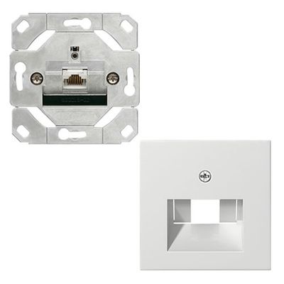 Gira Standaard 55 netwerkaansluitdoos 1 x RJ45 Cat.6a met inzetplaat zuiverwit mat