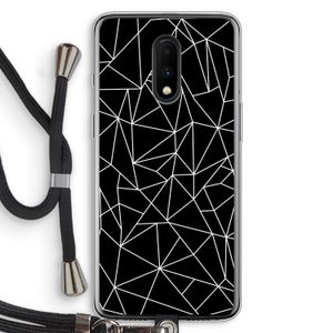 Geometrische lijnen wit: OnePlus 7 Transparant Hoesje met koord