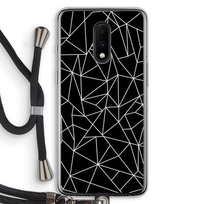 Geometrische lijnen wit: OnePlus 7 Transparant Hoesje met koord