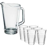 Glazen karaf/schenkkan van 1,8 liter met 6x stuks drinkglazen/waterglazen 360 ml