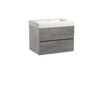 Storke Edge zwevend badmeubel 75 x 52 cm beton donkergrijs met Mata High enkele wastafel in mat witte solid surface - thumbnail