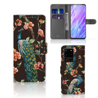 Samsung Galaxy S20 Ultra Telefoonhoesje met Pasjes Pauw met Bloemen - thumbnail