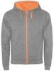 Roly RY1105 Fuji Sweat-Jacket - Heather Grey 58/Fluor Orange 223 - XXL