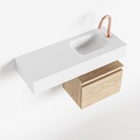 Toiletmeubel Mondiaz Andor | 80 cm | Meubelkleur Washed oak | Lex vrijhangend wastafel Talc Rechts | 1 kraangat