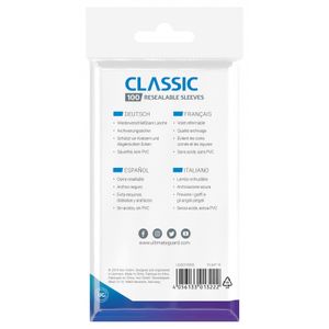 Ultimate Guard Classic Sleeves Resealable Standard Size Transparent (100)