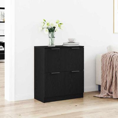 Dressoir Zwart 60 x 30 x 70 cm Bewerkt hout