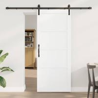 Schuifdeur met beslag 83x202 cm massief grenenhout wit