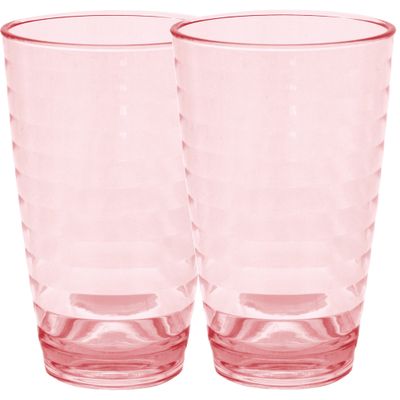 Set van 2x stuks onbreekbare kunststof camping drinkglazen rood 400 ml