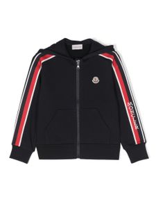 Moncler Enfant hoodie zippé en coton à logo imprimé - Bleu