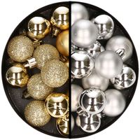 36x stuks kunststof kerstballen goud en zilver 3 en 4 cm - thumbnail