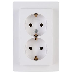 Kopp HK05 dubbel stopcontact met randaarde wit glanzend
