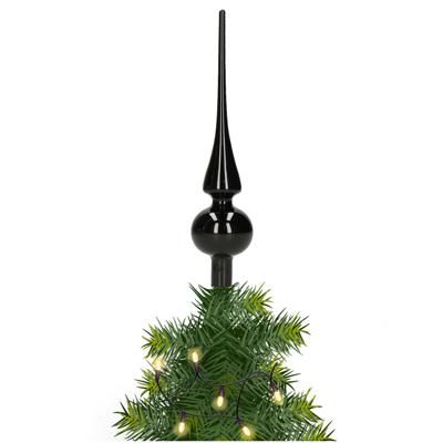 Decoris Kerstboompiek - 1x - zwart - glans - 26 cm
