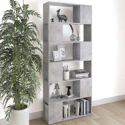 Boekenkast/kamerscherm 80x24x186 cm bewerkt hout betongrijs