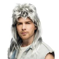 Heren pruik Davey - matje -grijs - verkleed pruiken - carnaval - foute party - 80s look