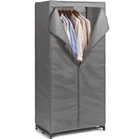 Mobiele opvouwbare kledingkast - met grijze hoes - 75 x 50 x 160 cm - bijzet kast - camping