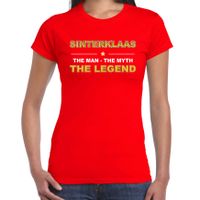 Sinterklaas t-shirt / the man / the myth / the legend rood voor dames
