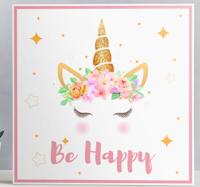 Canvas schilderij eenhoorn be happy