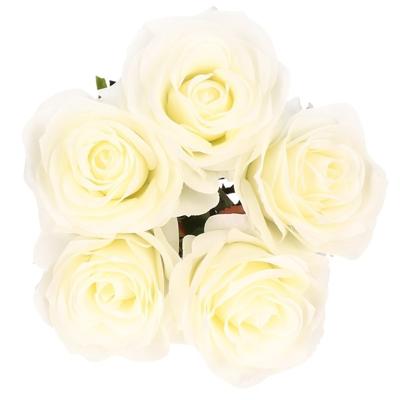 Kunstbloem roos Simone - 5x - wit - 45 cm - decoratie bloemen