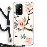 Japanse bloemen: Oppo A95 5G Transparant Hoesje met koord