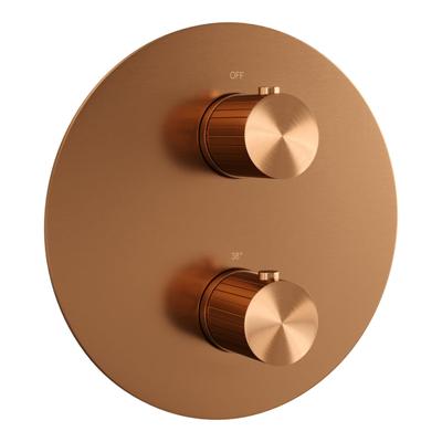 BRAUER Stripe 3-weg Inbouwthermostaat - rond - in- en afbouwdelen - koper geborsteld PVD 5-GK-354