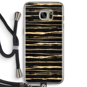 Gouden strepen: Samsung Galaxy S7 Edge Transparant Hoesje met koord