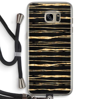 Gouden strepen: Samsung Galaxy S7 Edge Transparant Hoesje met koord