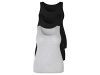 esmara 3 dames onderhemden (XL (48/50), Zwart/grijs)