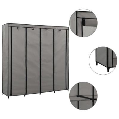 Kledingkast met 4 vakken 175x45x170 cm grijs