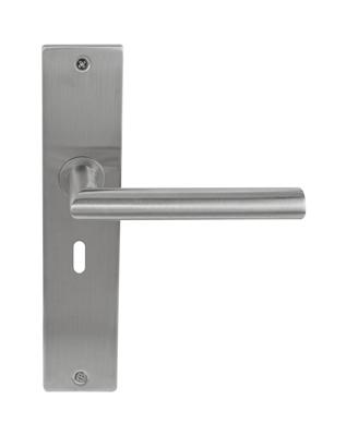 Deurklink Nexus rvs basis op langschild sleutelgat 56mm