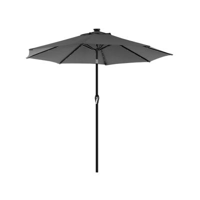 Parasol met LED-zonneverlichting zonder standaard, Grijs / 2,7 M