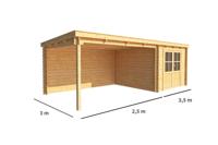 Blokhut met overkapping Els 600 cm bij 300 cm diep Lessenaarsdak - Warentuin collection