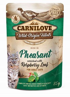 CARNILOVE CAT POUCH Nat kattenvoer Fazant, Frambozenblad 85 g