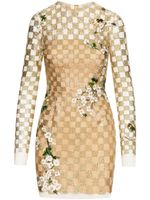 Oscar de la Renta robe courte à fleurs - Tons neutres