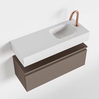 Toiletmeubel Mondiaz Andor | 80 cm | Meubelkleur Smoke | Lex vrijhangend wastafel Talc Rechts | 1 kraangat