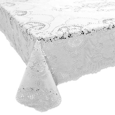 Unique Living tafelkleed/tafellaken - buiten/binnen - wit - 137 x 180 cm - Kant patroon