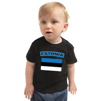 Estonia t-shirt met vlag Estland zwart voor babys