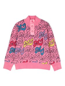 Marc Jacobs Kids pull à logo en intarsia - Rose