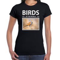 Baardmannetjes t-shirt met dieren foto birds of the world zwart voor dames