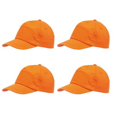 Baseballcap / pet Outdoor - 4x - 5 panels - oranje - volwassenen - klittenbandsluiting - katoen