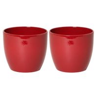 3x stuks bloempot glanzend wijn rood keramiek voor kamerplant H22.5 x D25 cm