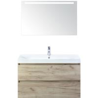Maxx XL Badmeubelset 100 cm - Craft Oak - Wastafel Just 1 Kraangat met LED Spiegel