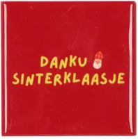Daan Kromhout Design tegeltje keramiek danku sinterklaasje 10x10cm rood