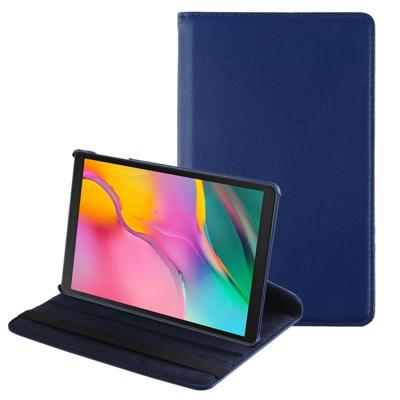 Litchi textuur horizontale Flip 360 graden rotatie lederen case voor Galaxy tab A 10 1 (2019) T510/T515 met houder (donkerblauw)