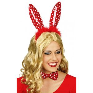 Chaks Verkleed diadeem paashaas/bunny oren - stippen - rood/wit - one size   -