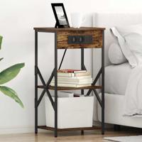 Nachtkastje 2 pcs Gerookt eiken 41 x 31 x 76 cm Bewerkt hout