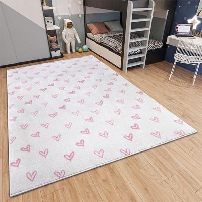 Vloerkleed Kids Coloured Hearts - Crème Roze 170x120cm - Polypropyleen - Dekbed-Discounter.nl