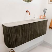 Toiletmeubel Mondiaz Joya Dlux | 113.2 cm | Meubelkleur Shadow | Faye wastafel Ostra Wasbak Midden | Zonder kraangat(en)